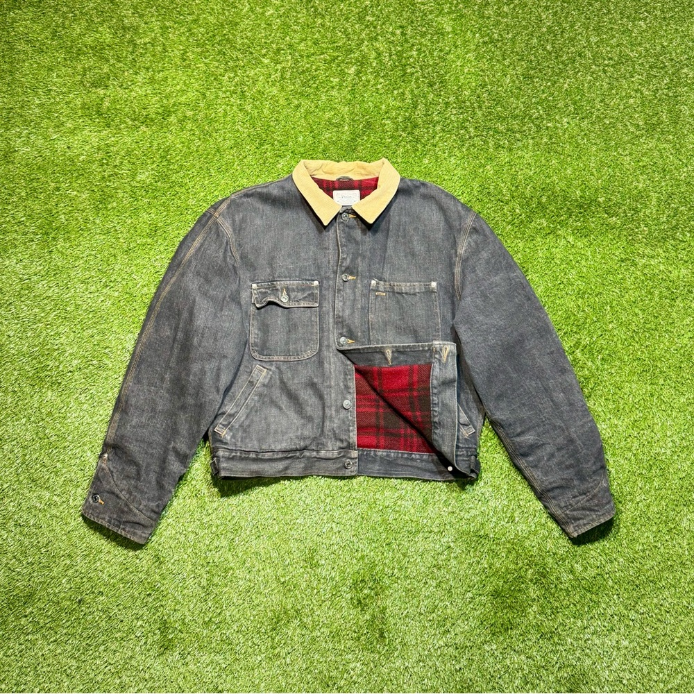 Vintage 70s-80s Polo Ralph Lauren Dungarees Blanket Lined Button Up Denim Jacket - Picture 1 of 11